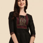 Black Floral Embroidered Kurti