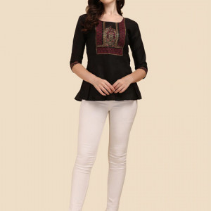 Black Floral Embroidered Kurti