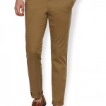 Slim Fit Men Beige Cotton Blend Trousers