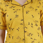 Women Printed Yellow Night Suit Set