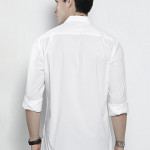 Men White Solid Slim Fit Casual Shirt